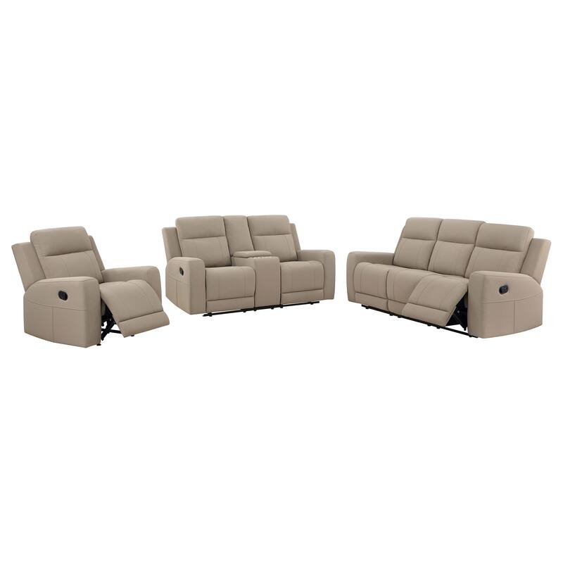 Brentwood Upholstered Reclining Sofa Set - Taupe - 3 Piece