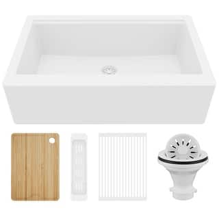 34" Deep Apron Front Single Bowl Quartz Kitchen Sink Kit