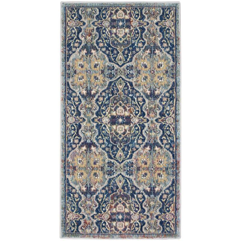 Power Loomed Distressed Floral Traditional Non Skid Area Rug