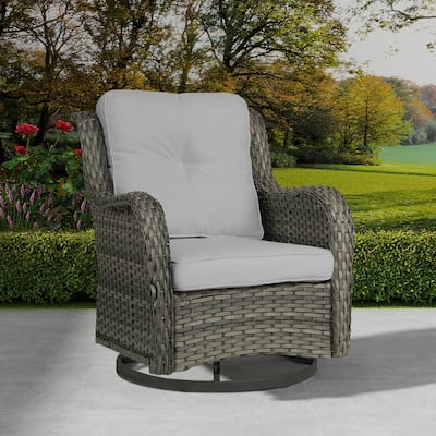 Patio Rattan Chairs Outdoor Wicker Swivel Rocker with Cushion