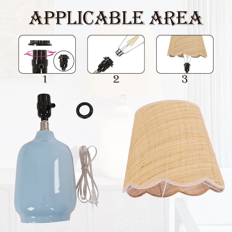 Traditional Ceramic Woven Table Lamp for Living Room