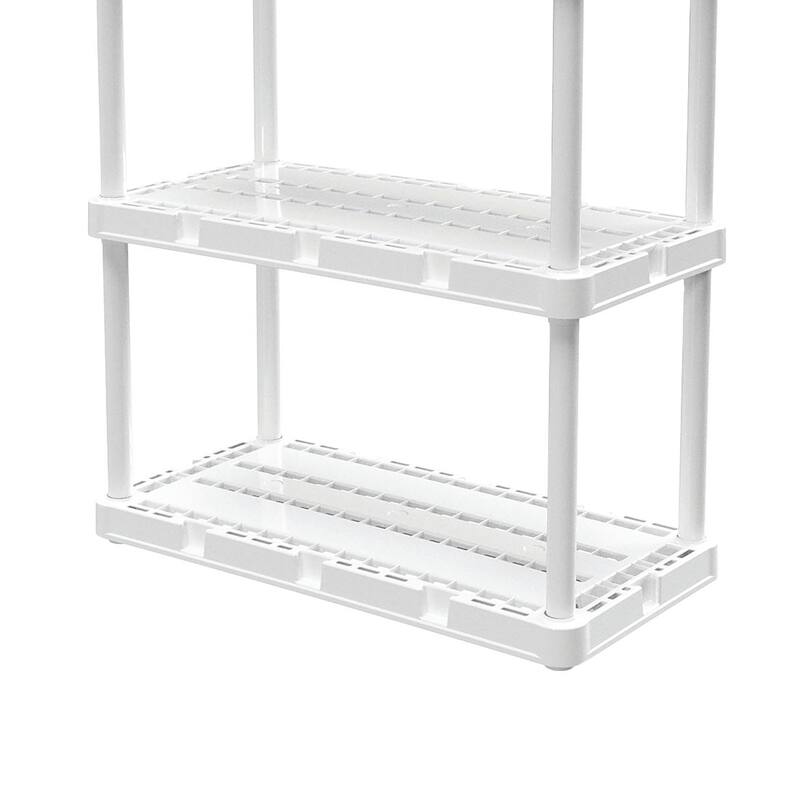 Gracious Living 4 Shelf Knect-A-Shelf Fixed Height Light Duty Storage Unit,White - 24 x 12 x 48 inches