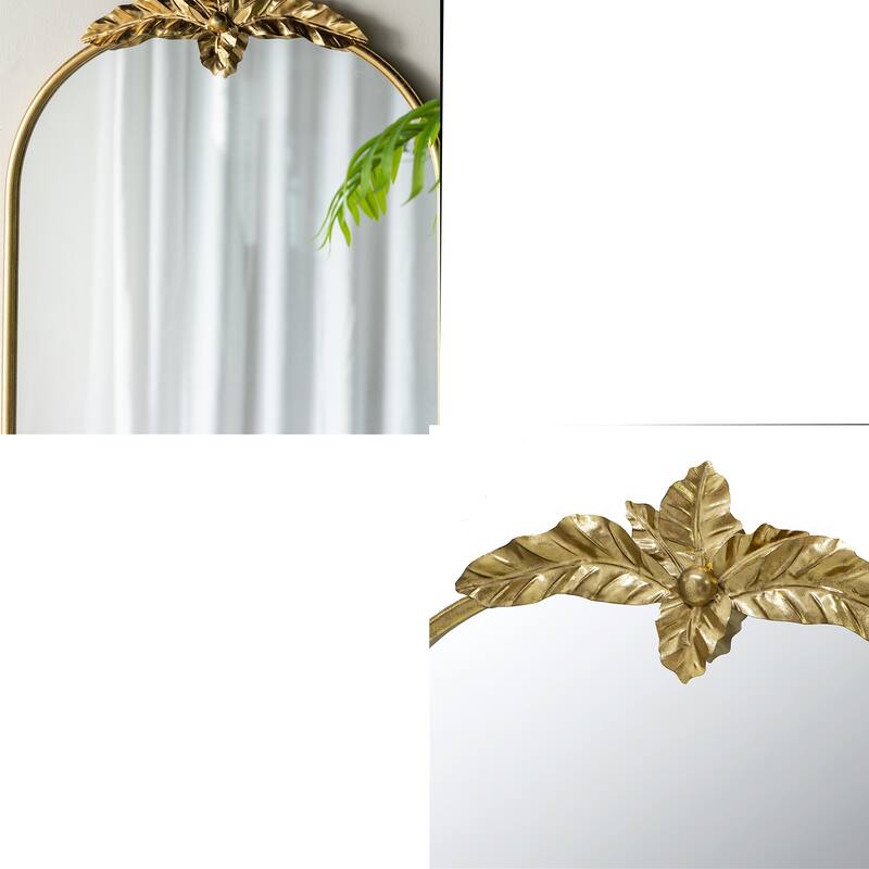 Arched Wall Mirror with Gold Metal Frame