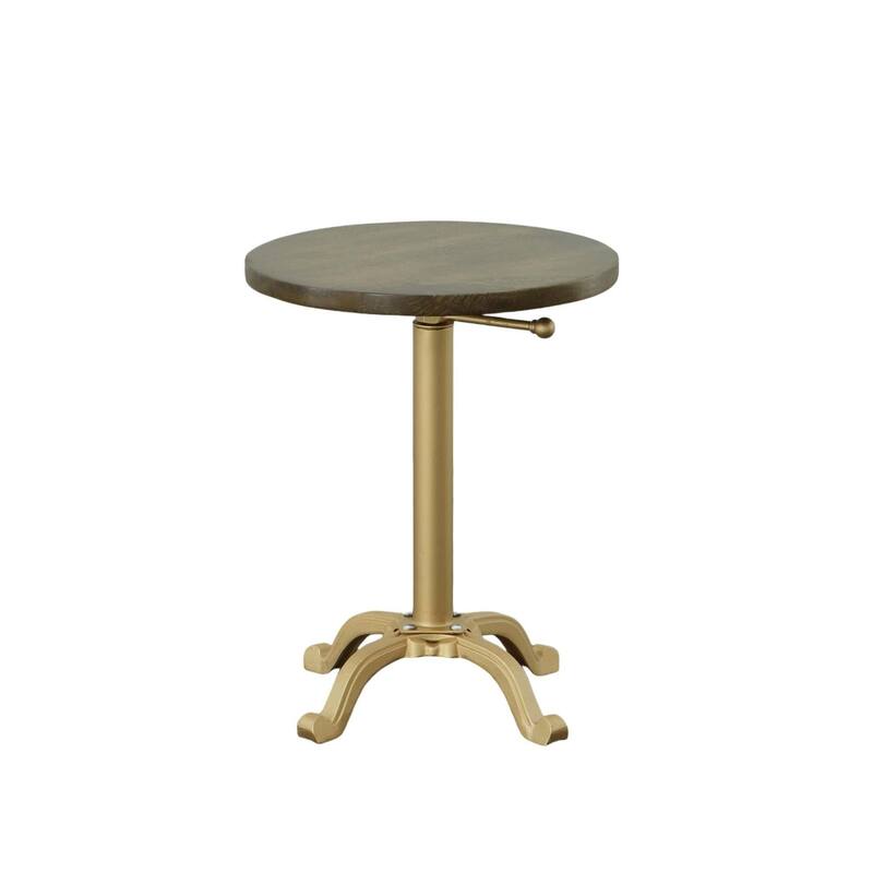 Vintage Style Adjustable Table - 22" - Brown and Gold