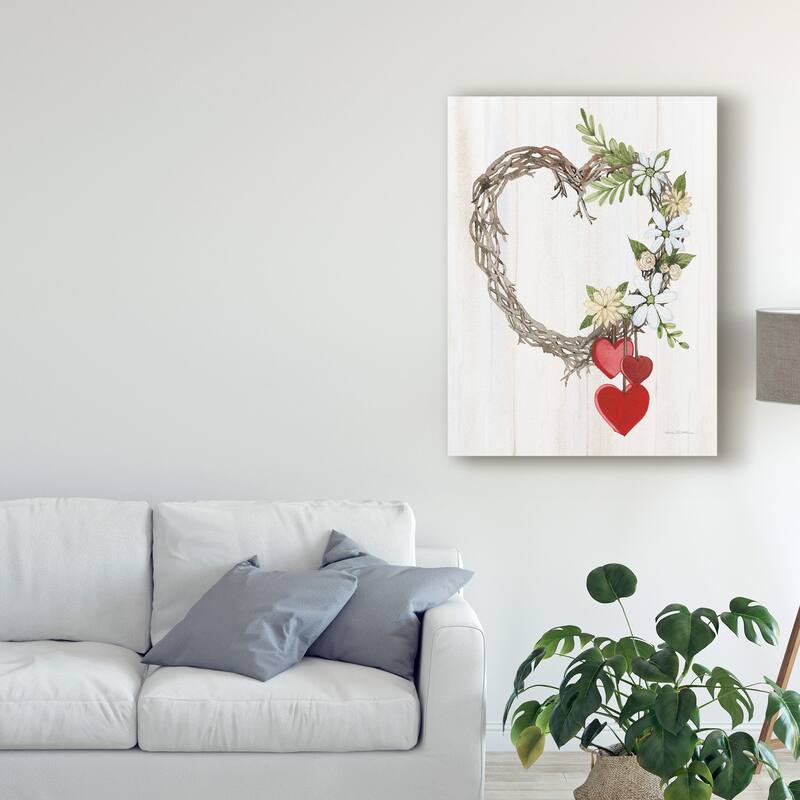 Kathleen Parr Mckenna 'Rustic Valentine Heart Wreath Ii' Canvas Art