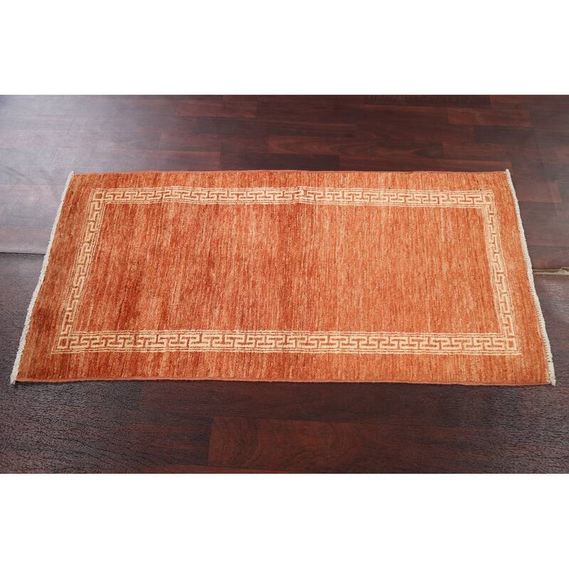 Geometric Bordered Gabbeh Kashkoli Runner Rug Wool Hand-knotted Carpet - 2'4" x 4'9"
