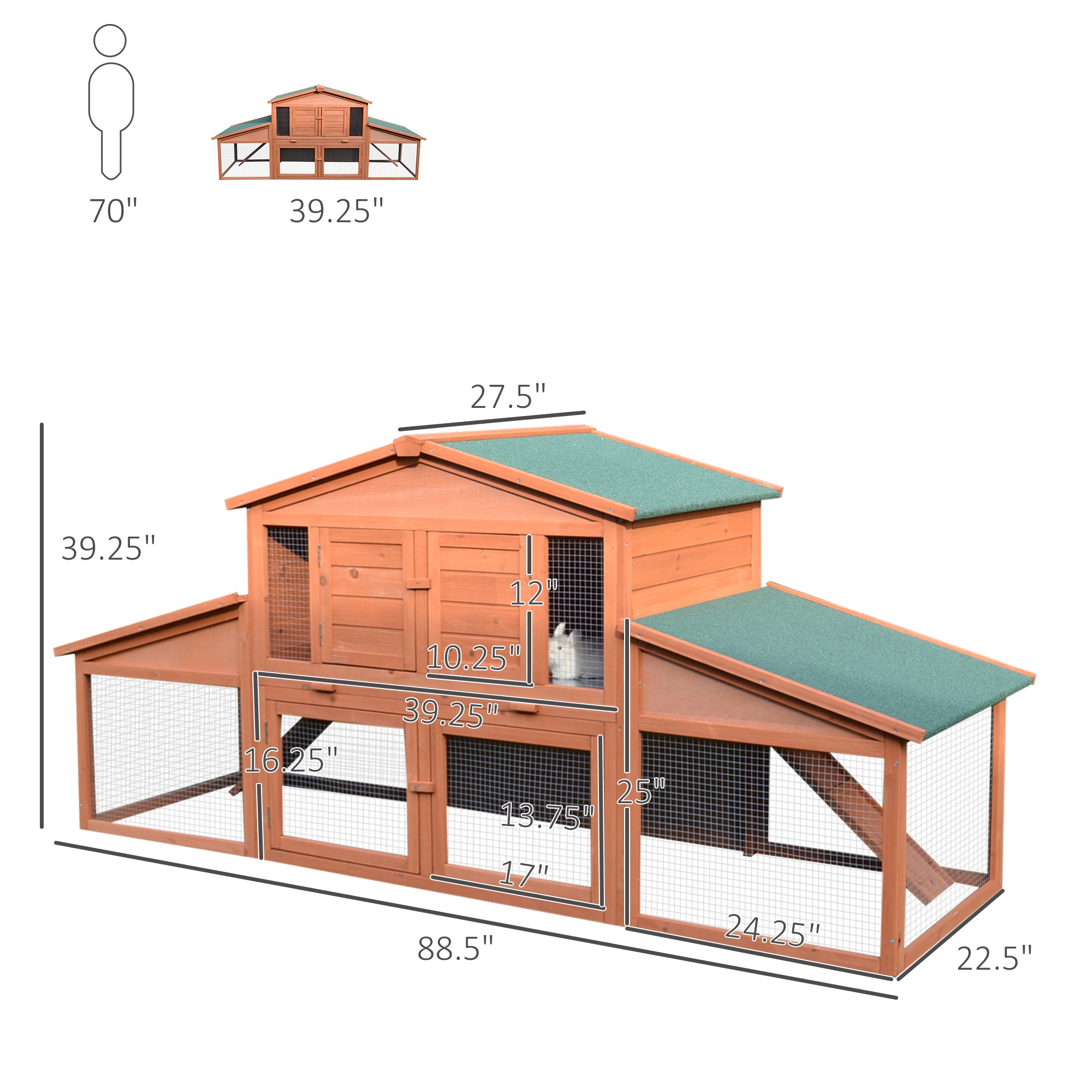 Pawhut 91 new arrivals deluxe rabbit hutch