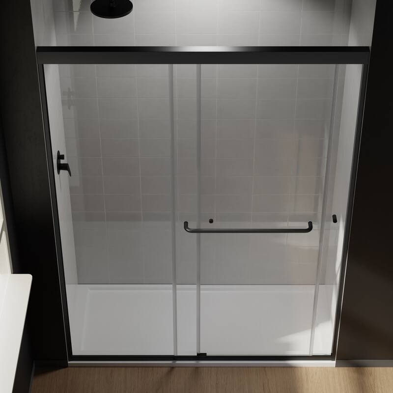 Semi-Frameless Double-sliding Shower Door with Tempered Clear Glass - 54 in.Wx72 in.H