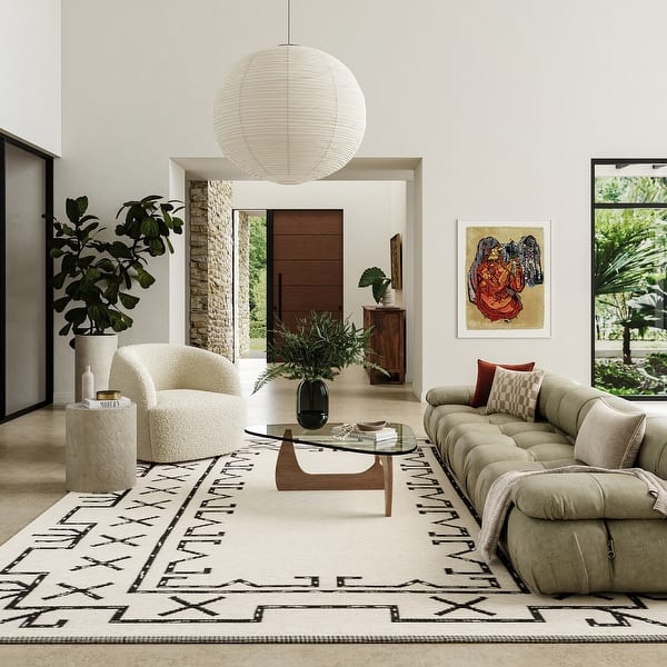 slide 2 of 7, June Geometric Reversible Wool Area Rug 4' x 6' - Ivory