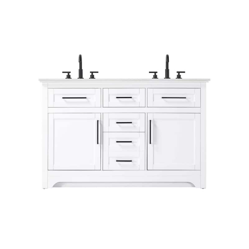 Nathaniel Double Bathroom Vanity (54-84 inch) - White - 54"