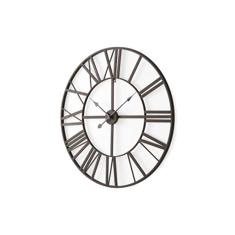 Pender Matte Black Iron 30" Round Wall Clock - 29.9"W x 1.7"D x 29.9"H - 29.9"W x 1.7"D x 29.9"H - Black