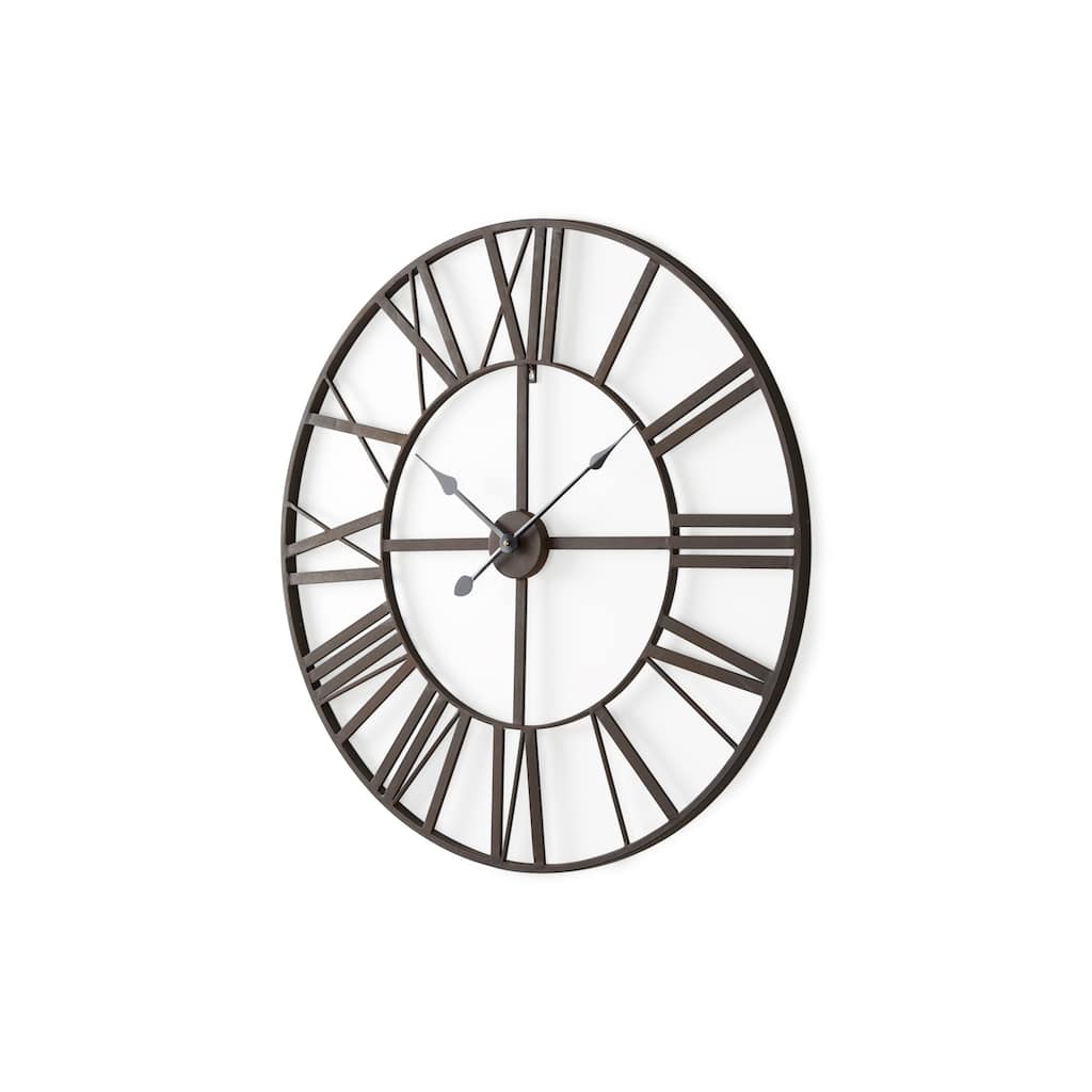 Pender Matte Black Iron 30" Round Wall Clock - 29.9"W x 1.7"D x 29.9"H