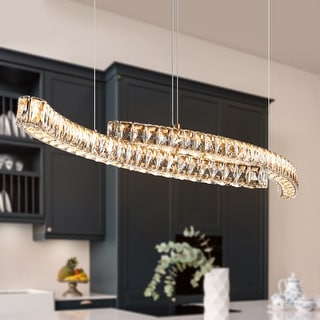 Modern 51.2 IN Gold LED Crystal Chandelier Kitchen Island Lights - 51.2 ...