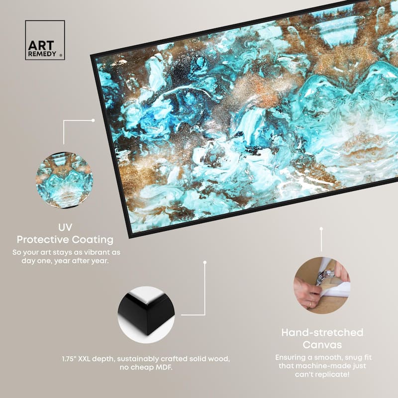 Blazing Blue Gold Long Panoramic Canvas by Art Remedy