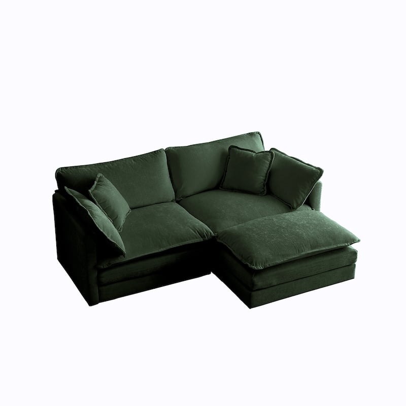 Modern L shaped sectional sofa with footstool for small space living