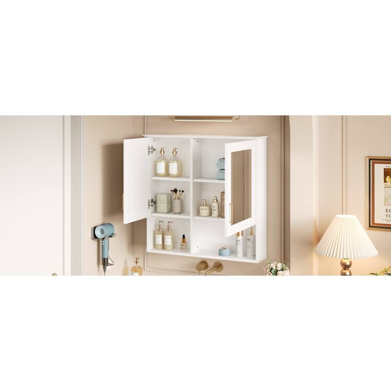 Roomfitters 30 Inch 2-in-1 Wall Mount Medicine Cabinet, Mirror Storage with Adjustable Shelves & Soft Close