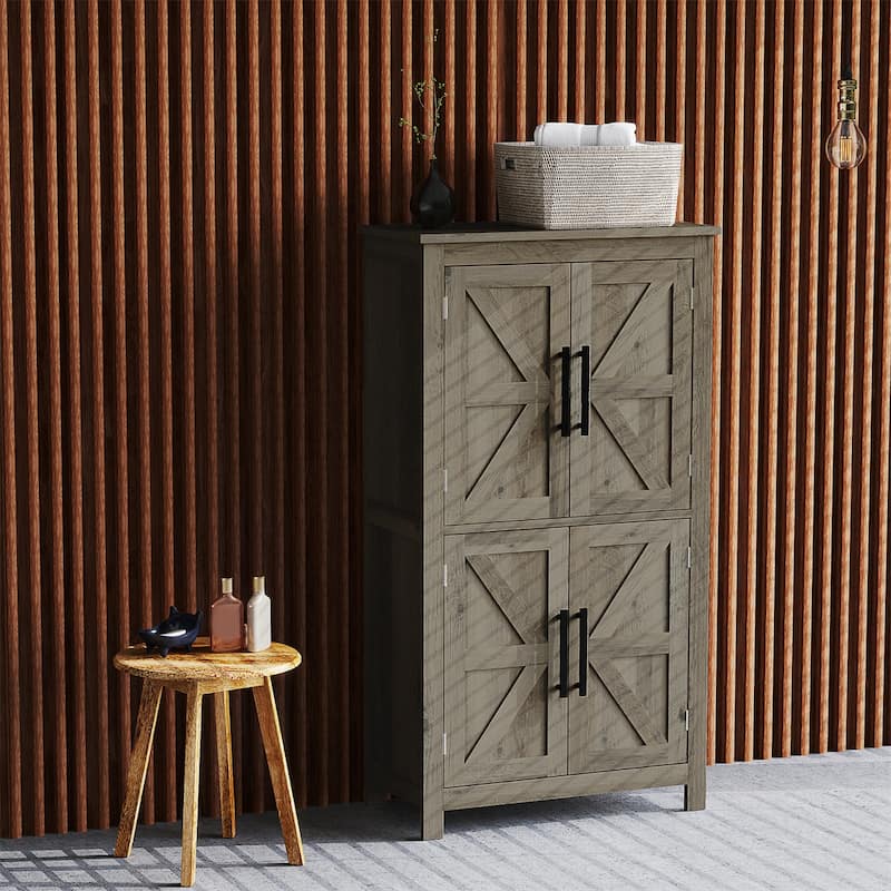 MDF Bathroom Cabinet with Four-Tier Shelves and Adjustable Storage and Protective Foot Pads - 23.6" L x 11.8" W x 43.3" H