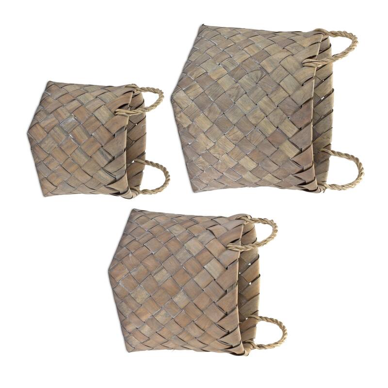 Woven Wicker Storage Baskets - 13.5" - Set of 3