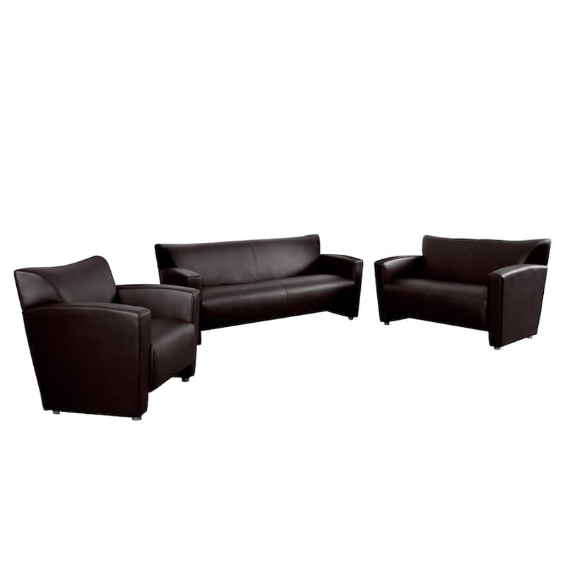 Reception Set with Extended Panel Arms - Brown Faux Leather