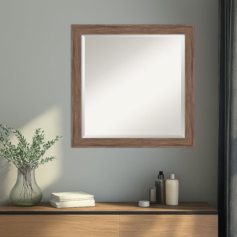 Pia Medium Brown Narrow Beveled Framed Wall Mirror - Pia Medium Brown Narrow