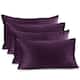 Nestl Solid Microfiber Soft Velvet Throw Pillow Cover (Set of 4) - 12" x 20" - Eggplant Purple