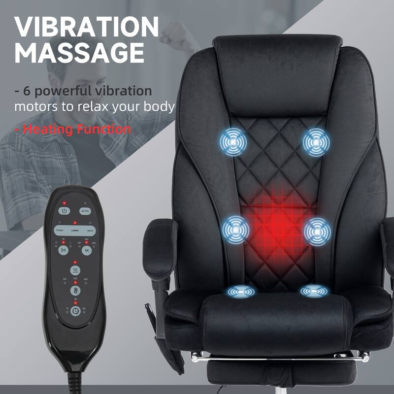 Vinsetto Massage Office Chair with 6 Vibration Points, Heated Reclining Computer Chair, Swivel Desk Chair