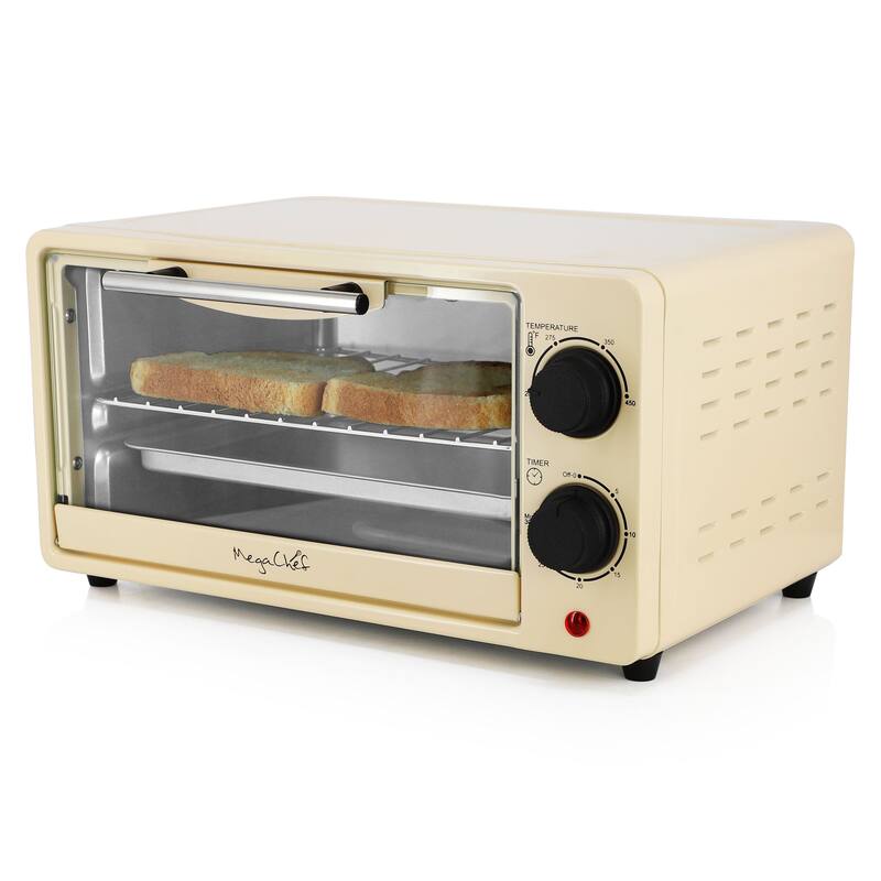 Counter Top Compact 9L Electric Toaster Oven with Rack in Cream
