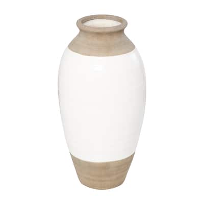 Ceramic Vase with White Body - Gray - Roche River Decor - 12"W x 12"L x 25"H