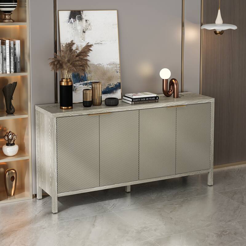 Sideboard Buffet Cabinet with 4 Doors, Console Table with Adjustable Shelves, Storage Cabinet with Wooden Legs
