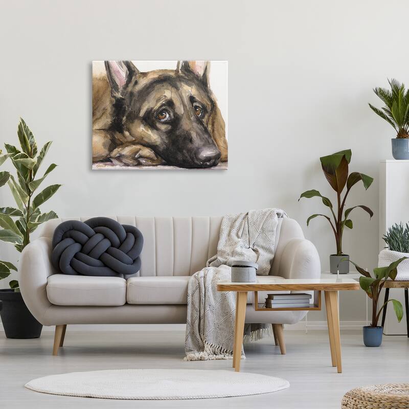 Stupell Tired German Shepherd Dog Resting Head On Paw Canvas Wall Art, Design by George Dyachenko
