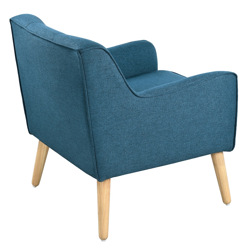 Mid-Century Modern Armchair - Tufted Fabric Accent Chair with Solid Wood Legs - Classic Button-Tufted Back & Tapered Design