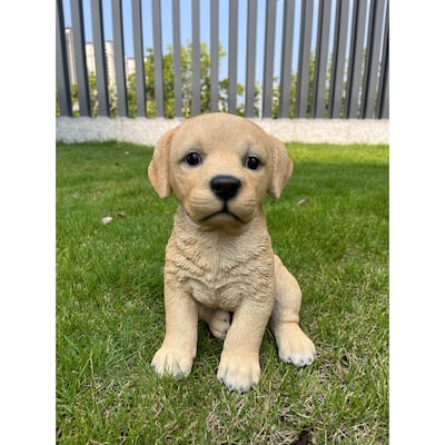 Labrador Puppy Outdoor Garden Statue - 10.5" - Yellow