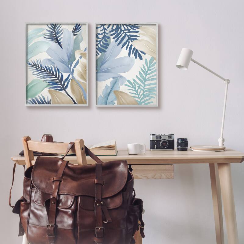 Stupell Tropical Flower Petal Leaf Sprigs Botanical Pastels 2 Piece Framed Wall Art, Design by Elizabeth Medley