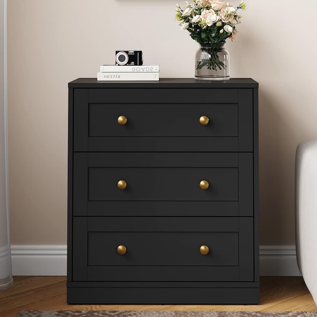 Modern Night Stand with 3 Drawers