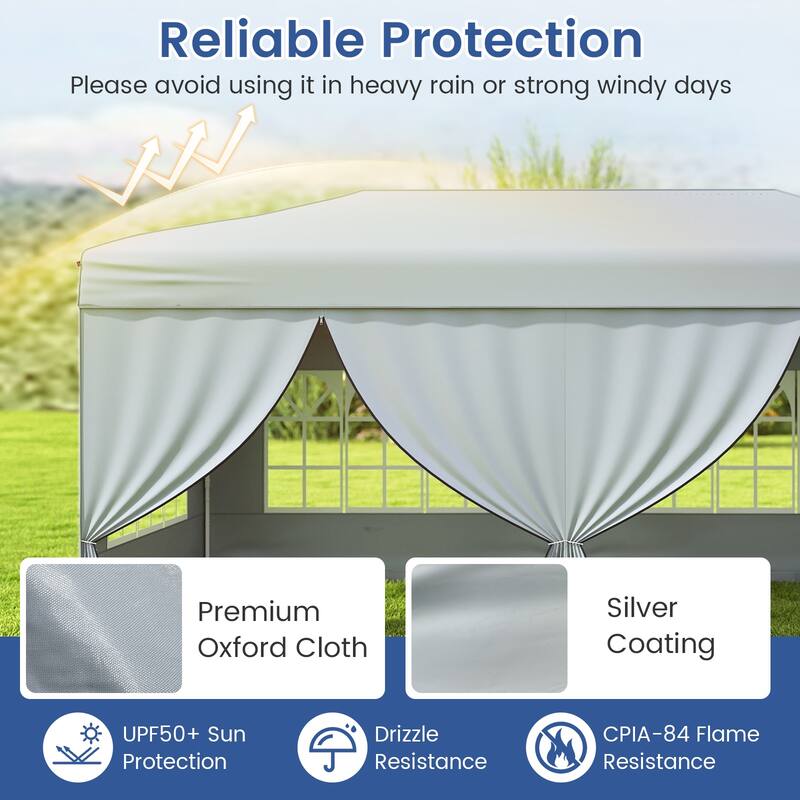 Gymax 10 X 20 FT Pop up Canopy Tent w/ 6 Sidewalls Wheeled Bag 6