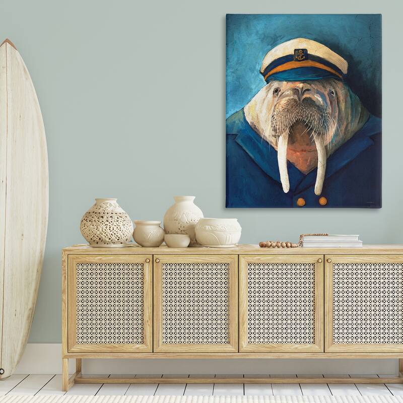 Stupell Sailor Captain Walrus Canvas Wall Art Design By Kamdon Kreations