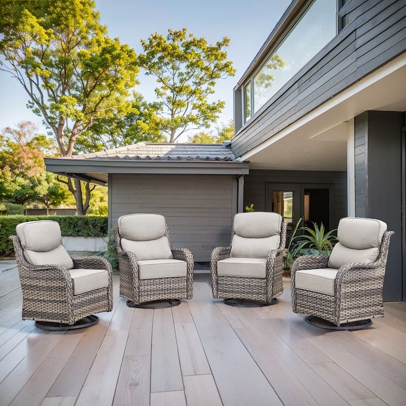 Arcadia Wicker Patio Swivel Glider Chairs with 6-Inch Cushions (4-Pack)