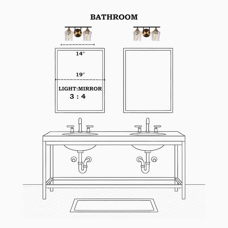 Modern Black Gold Bathroom Vanity Light Hammered Glass Wall Sconces Lamps with 1/2/3/4 Lights
