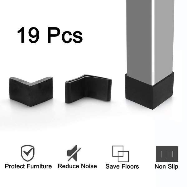 Furniture Angle Iron Foot Pads L Shaped Rubber Leg Covers Black for Home Hotel