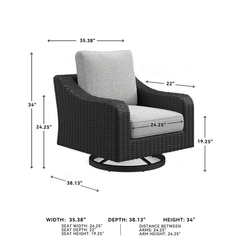 Signature Design by Ashley Beachcroft Hand-woven Wicker-look Swivel Chair - 35.38" W x 38.13" D x 34" H