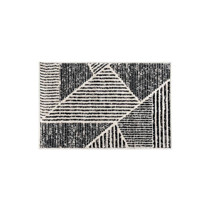 Contemporary Distressed Geometric Stylish Area Rug for Any Room - 2' x 3' - Cream