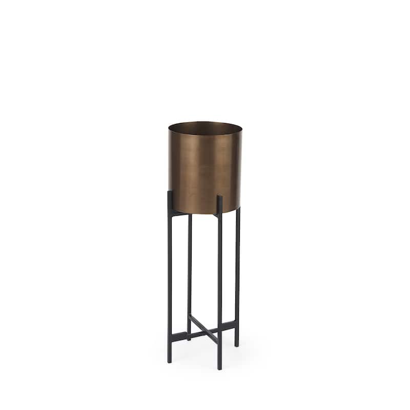 Sowerberry (Large) Bronze Metal w/Black Iron Legs Plant Stand