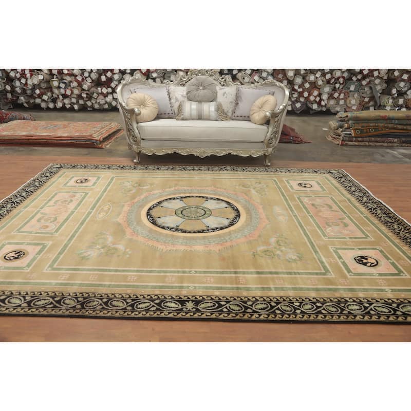 Hand-knotted Traditional Wool Brown Geometric Oriental Area Rug - 11' 8'' X 8' 9''