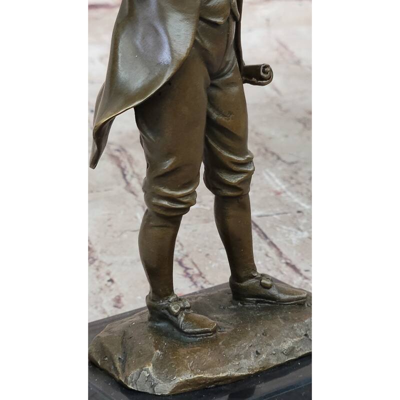 18Th Or 19Th Century Man Bronze Sculpture Statue Figure On Marble Base