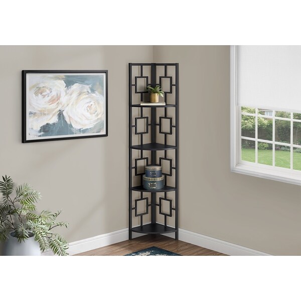 Shop Monarch 62-inch Black Display Shelves 4-Tier Metal ...