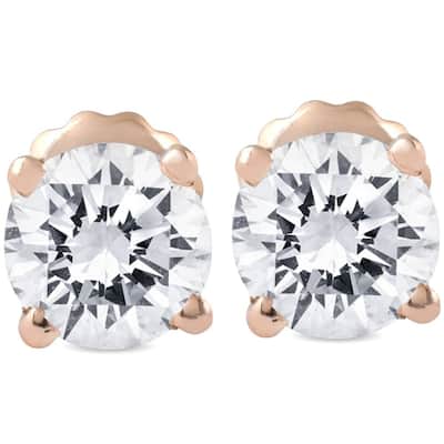 1 1/2CT Diamond Screw Back Studs Enhanced Rose Gold