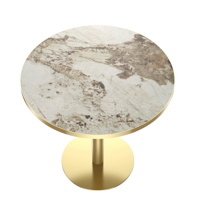 Modern Dinning Table Bistro Tulip Table with Faux Marble Top & Metal Frame Diameter