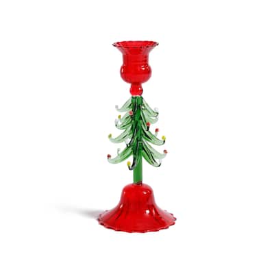 Holiday 8.25" Tall Tree Taper Candle Holders, Set of 4