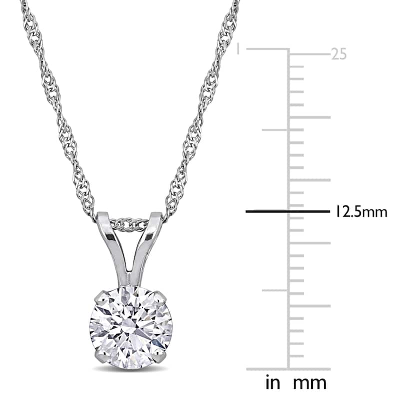 1 ct TW Lab Grown Diamond Solitaire Pendant With Chain 14k White Gold