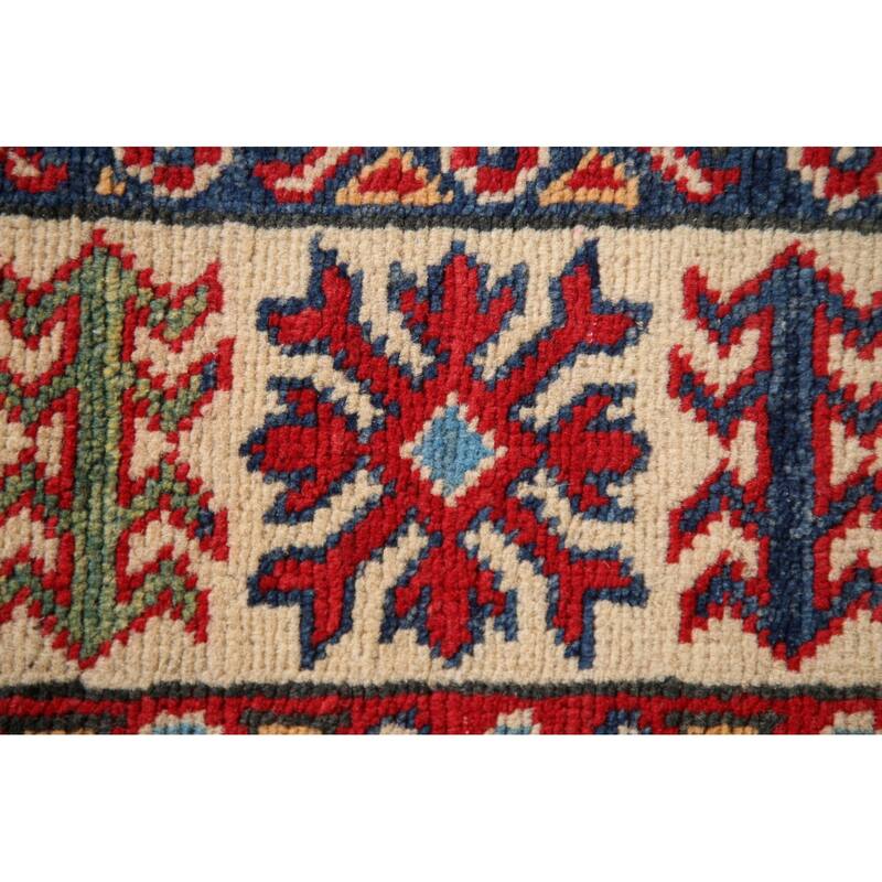 Blue Kazak Oriental Accent Rug Handmade Wool Carpet - 3'3"x 4'11"